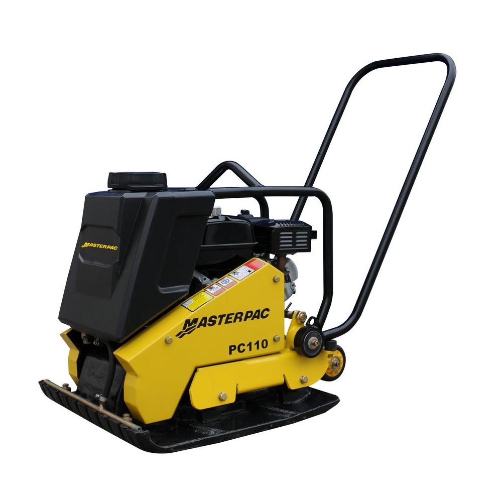 Plaque vibrante poignée basse vibration Honda GX160 avec réservoir, tapis et roue – PCV 110 H.1