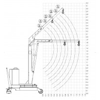 Grue d’atelier porte-à-faux rotation manuelle, élévation électrique 1 vitesse, descente électrique réglable, extension manuelle 