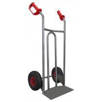 Diable acier avec tablier incurvé et poignées de garde 250 kg Modèle:Diable acier tablier incurvé poignée ouverte 250 kg roues g